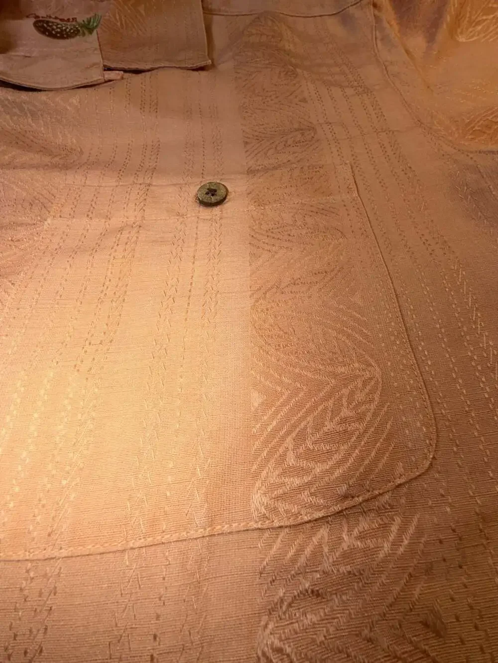 Caribbean Men's XL Peach Linen Blend Short Sleeve Button Up Shirt